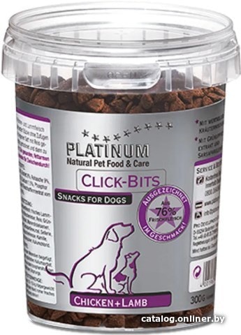 

Лакомство для собак Platinum Click-Bits Chicken+Lamb 300 г