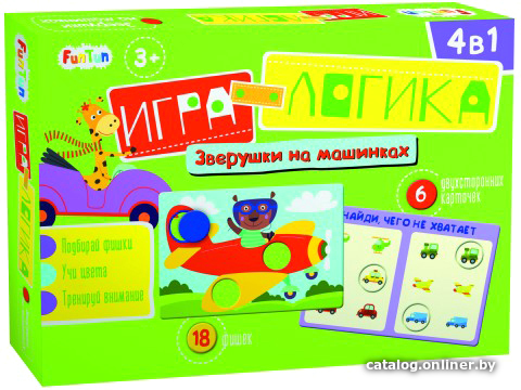 

Детская настольная игра FunTun Зверушки на машинках F1199001P