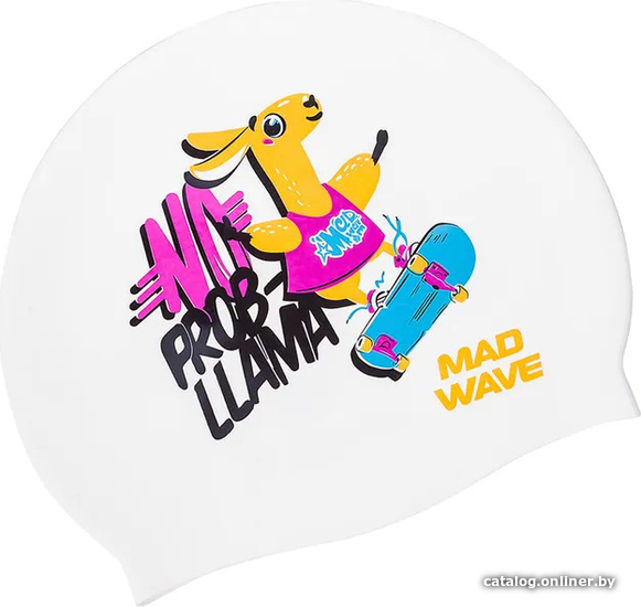 

Шапочка для плавания Mad Wave Llama (белый)