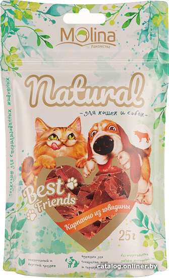 

Лакомство для собак Molina Best Friends Natural Карпаччо из говядины 25 г