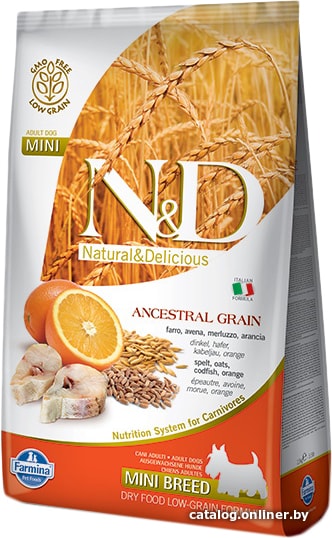 

Сухой корм для собак Farmina N&D Low Grain Codfish & Orange Adult Mini 2.5 кг