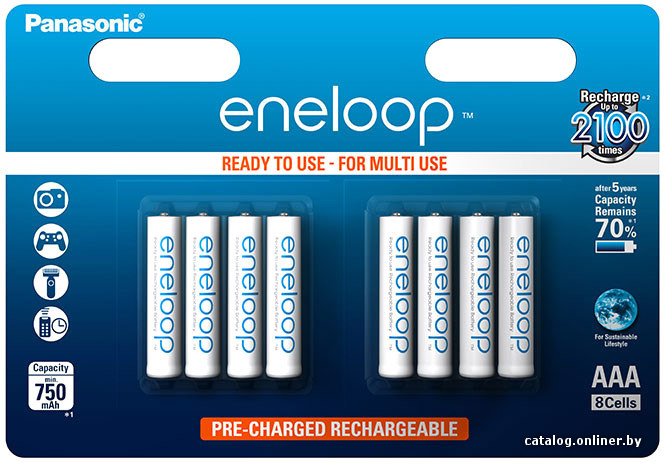 

Аккумулятор Panasonic Eneloop AAA 750mAh 8 шт. (BK-4MCCE/8BE)