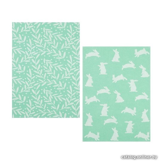 

Набор полотенец Этель Hares&leaves 2 шт 9085209 (белый/зеленый)