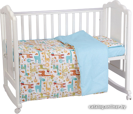 

Постельное белье Polini Kids Жирафы (3 предмета, голубой)