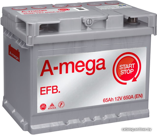 

Автомобильный аккумулятор A-mega EFB 65 R (65 А·ч)
