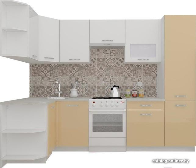 

Готовая кухня ВерсоМебель ЭкоЛайт-5 1.3x2.7 левая (белый/капучино)