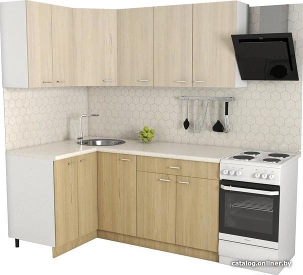 

Готовая кухня Хоум Лайн Луиза 1200х1800 угловой (флитвуд шампань/флитвуд белый)