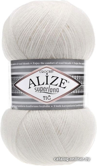 

Пряжа для вязания Alize Superlana tig 599 (570 м, слоновая кость)