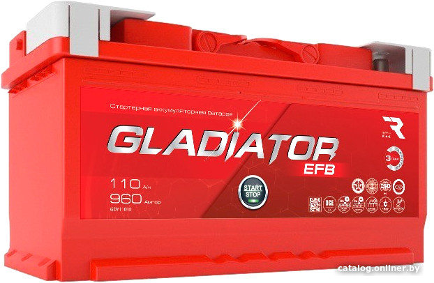

Автомобильный аккумулятор Gladiator EFB R+ (110 А·ч)
