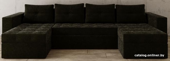 

П-образный диван Craftmebel Константин П-образный (боннель, вельвет, черный)