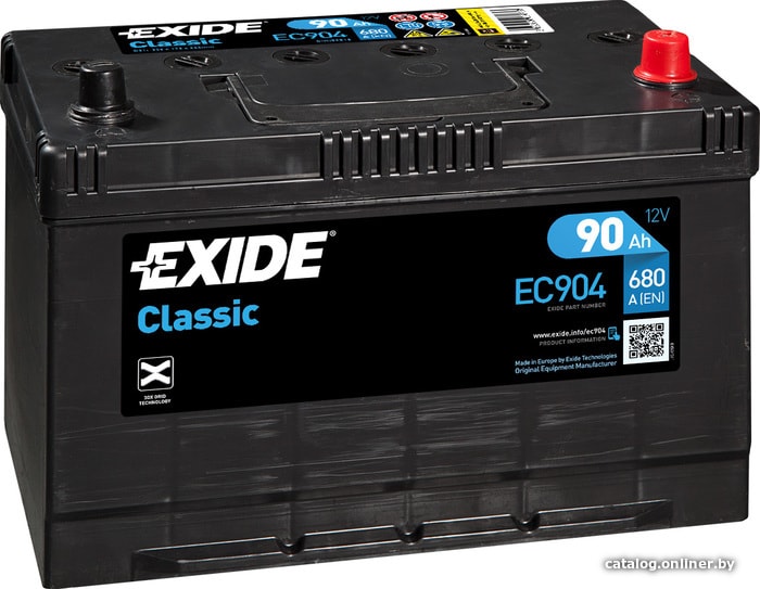 

Автомобильный аккумулятор Exide Classic EC904 (90 А·ч)