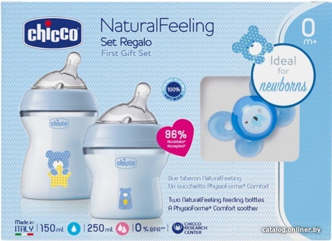 

Набор бутылочек для кормления Chicco Natural Feeling 00081311610000 (голубой)