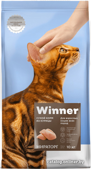 

Сухой корм для кошек Winner с курицей для всех пород 10 кг