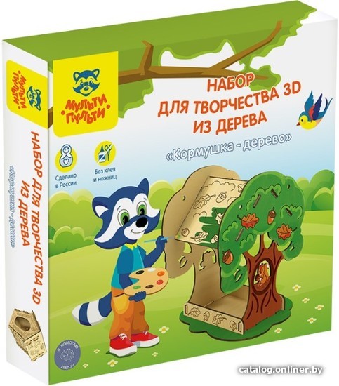 

Набор для создания поделок/игрушек Мульти-пульти 3D из дерева Кормушка-дерево 3D_41956