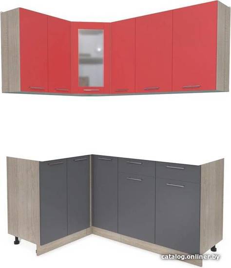 

Готовая кухня Интерлиния Мила 12x17 без столешницы (красный/антрацит)