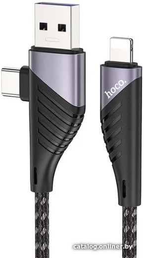 

Кабель Hoco U95 USB Type-C -USB Type-C/Lightning - USB Type-C (1.2 м, черный)