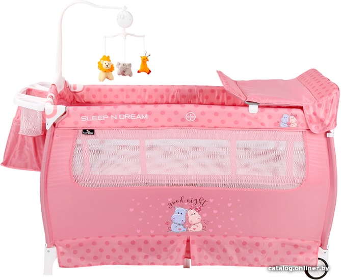 

Манеж-кровать Lorelli Sleep'n'Dream 2 Layers Plus 2020 (pink hippo)