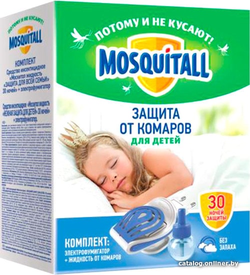 

Уничтожитель насекомых Mosquitall Защита от комаров для детей + 30 мл