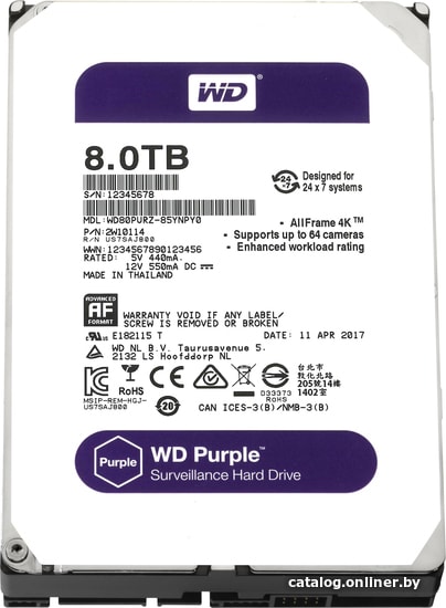 

Жесткий диск WD Purple 8TB WD81PURZ