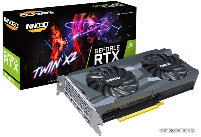 

Видеокарта Inno3D GeForce RTX 3060 Ti Twin X2 LHR 8GB GDDR6 N306T2-08D6-119032DH