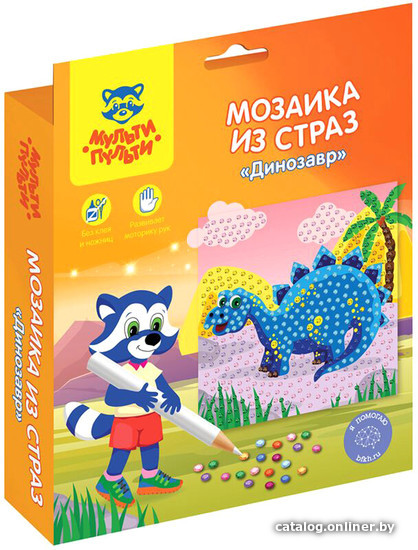 

Набор для создания поделок/игрушек Мульти-пульти Мозаика из страз. Динозавр DM_37178