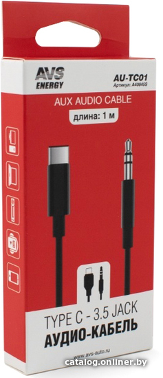 

Кабель AVS AU-TC01 USB Type C - 3.5 Jack (1 м, черный)