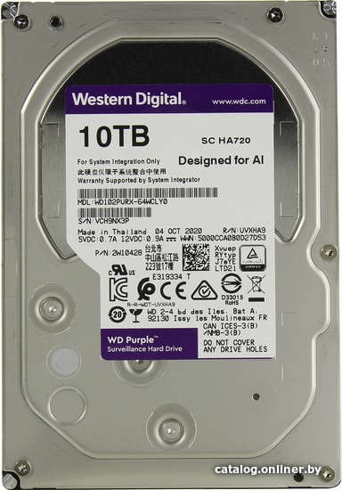 

Жесткий диск WD Purple Surveillance 10TB WD102PURX