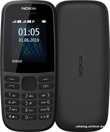 

Кнопочный телефон Nokia 105 (2019) TA-1174 Dual SIM (черный)