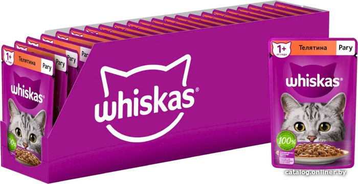 

Пресервы Whiskas Рагу с телятиной 75 г (28 упаковок)