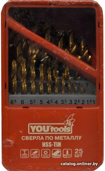

Набор оснастки Yourtools HSS-TiN, по металлу (25 предметов)