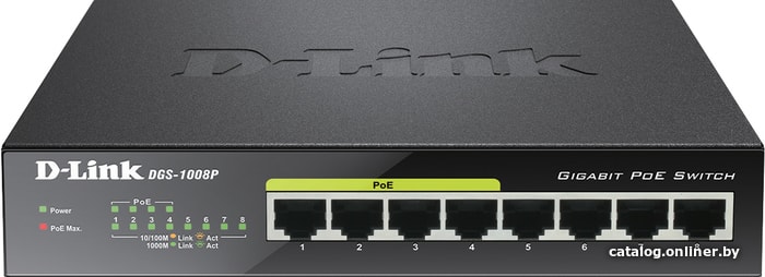 

Неуправляемый коммутатор D-Link DGS-1008P/D1A