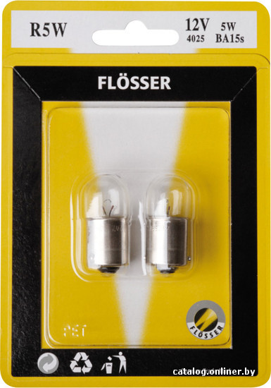 

Галогенная лампа Flosser R5W 12V 5W BA15s 2шт [94025]