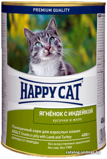 

Консервированный корм для кошек Happy Cat ягненок с индейкой кусочки в желе 400 г