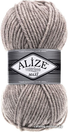 

Пряжа для вязания Alize Superlana maxi 207 (100 м, светло-коричневый меланж)