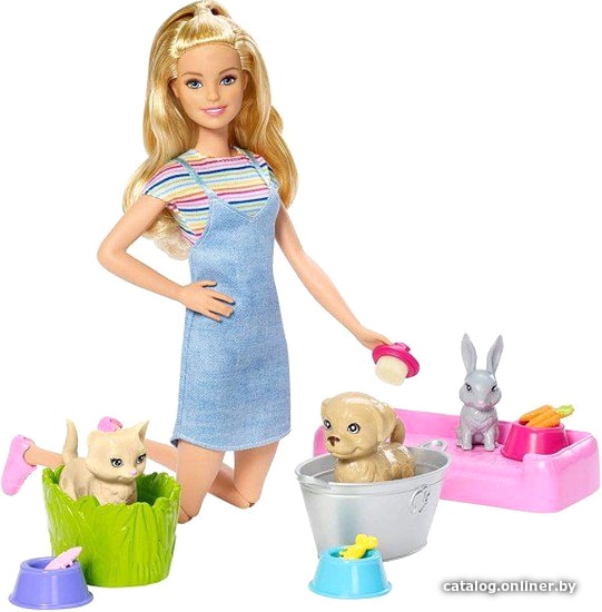 

Кукла Barbie Play'n'Wash Pets Playset with Blonde Doll FXH11