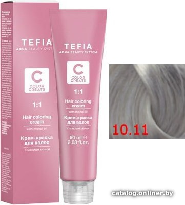 

Крем-краска для волос Tefia Color Creats 10/11 экстра светлый блондин пепельный интенсивный