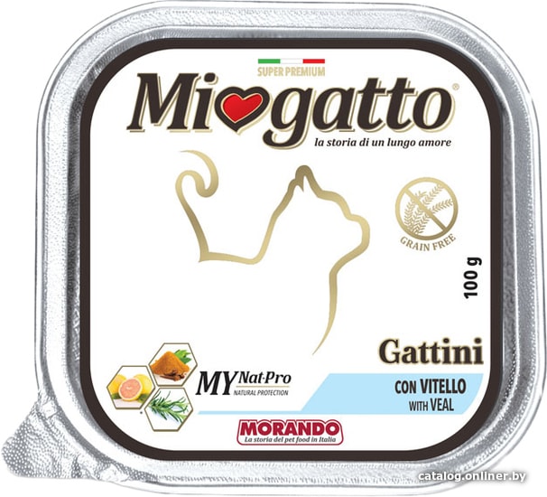 

Консервированный корм для кошек Miogatto паштет с телятиной для котят 100 г