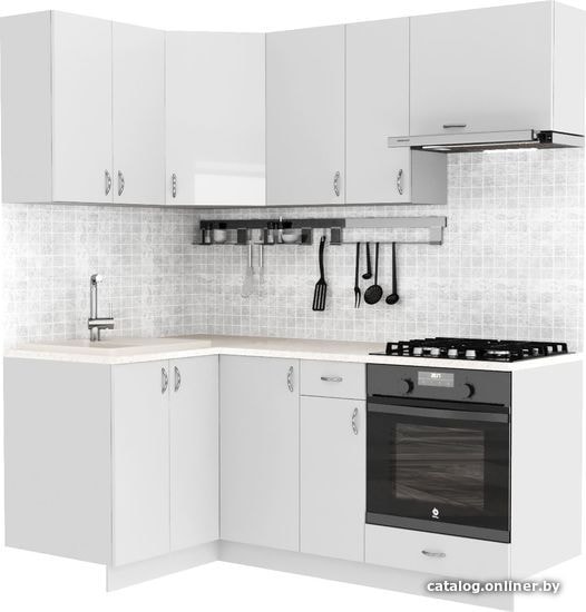 

Готовая кухня S-Company Клео глоcс 1.2x1.9 левая (белый глянец/белый глянец)