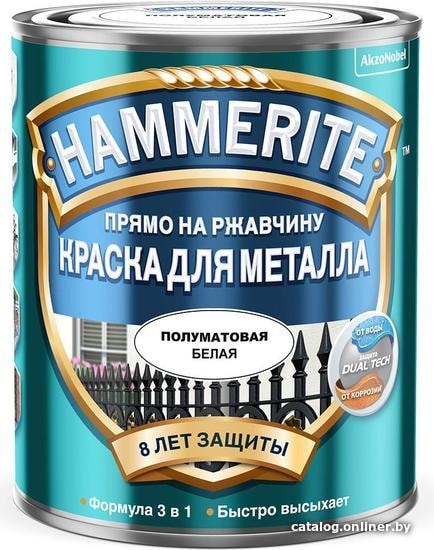 

Краска Hammerite по металлу полуматовая 0.75 л (белый)