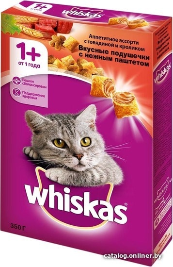 

Сухой корм для кошек Whiskas Аппетитное ассорти с говядиной, ягненком и кроликом 0.35 кг