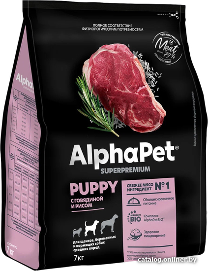 

Сухой корм для собак AlphaPet Superpremium Puppy с говядиной и рисом 7 кг