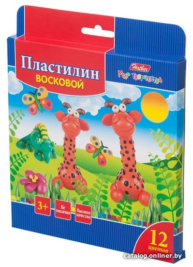 

Пластилин восковой Hatber Забавные зверята KPv_12260 (12 цв.)