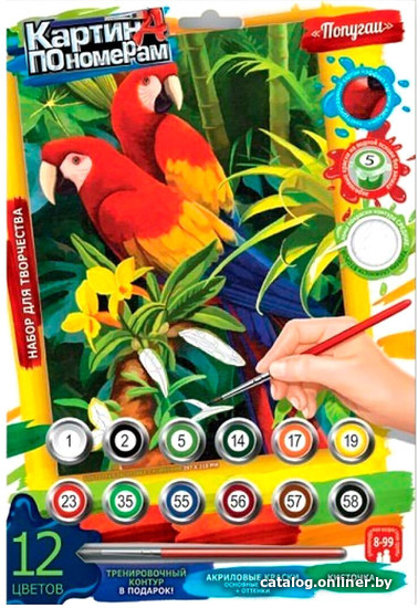 

Картина по номерам Danko Toys Попугаи KN-03-02