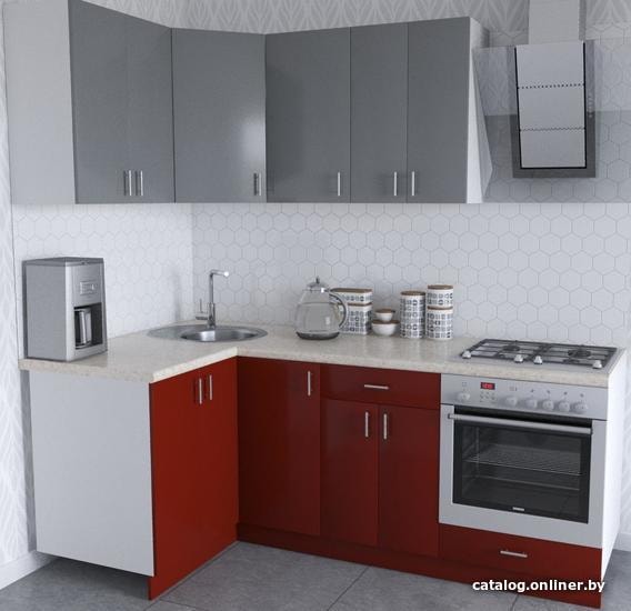 

Готовая кухня Хоум Лайн Кристалл Люкс 1200х2100 угловой (бургундский/серый пыльный)