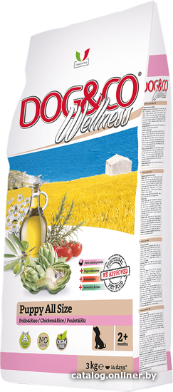

Сухой корм для собак Dog&Co Wellness Puppy Chicken&Rice 3 кг