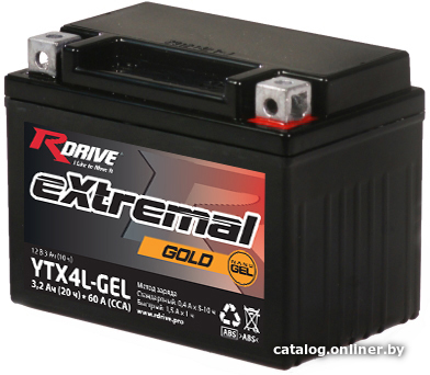 

Мотоциклетный аккумулятор RDrive eXtremal Gold YTX4L-GEL (3 А·ч)