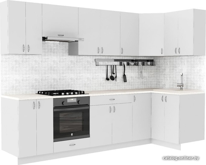 

Готовая кухня S-Company Клео глосc 1.2x2.9 правая (белый глянец/белый глянец)