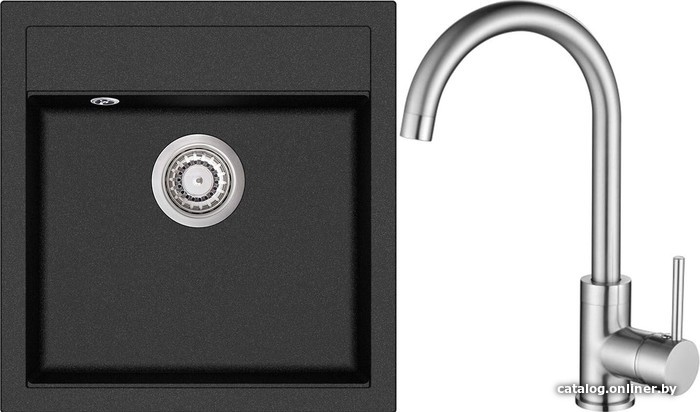 

Кухонная мойка Aquasanita Tesa SQT100W + Sabia 5523 (черный металлик 601/никель 002)
