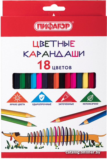

Набор цветных карандашей Пифагор Веселая такса 181807 (18 цветов)