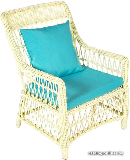 

Кресло Aiko Rattan Legend (слоновая кость с синей подушкой)